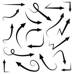 Wall Mural - set of vector curved arrows hand drawn. collection of pointers.