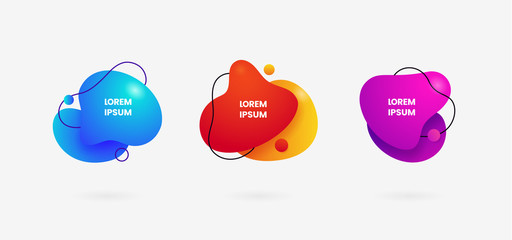 Fototapete - liquid color abstract dynamic geometric shape with line ornament background design. Fluid bubble gradient for creative social media post banner template. Futuristic trendy element vector illustration