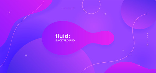 Fototapete - Dynamic wavy geometric shape liquid abstract background. Soft gradient color fluid bubble with dot line creative design element. Trendy modern banner template vector illustration.