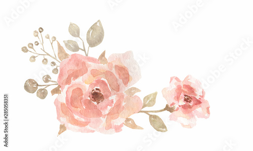 Foto-Schmutzfangmatte - Painted watercolor composition of flowers bouquet in pastel delicate colors. Element for design. Greeting card. Valentine's Day, Mother's Day, Wedding, Birthday (von mayillustration)