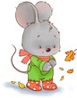 Cute mouse colored illustration. Fall baby animal clipart.