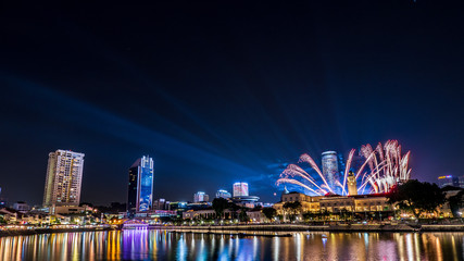 Wall Mural - Singapore National day fireworks	