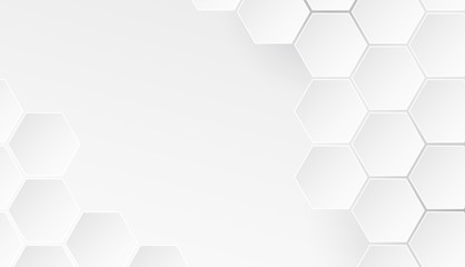 Poster - Hexagonal geometric background with cubes. Modern abstraction with lines and points.