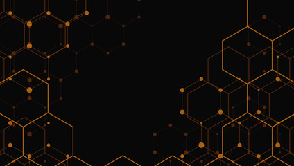 Poster - Geometric modern design. Abstract honeycomb yellow and black background. Illustration.