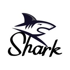 Poster - angry Jumping shark logo design inspiration