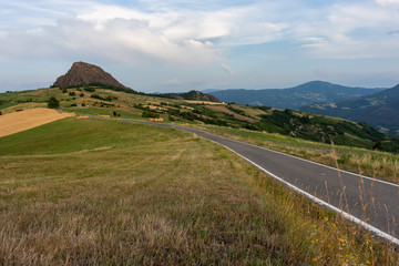 Magnificent panorama of the high Trebbia valley, Pietra Parcellara, val trebbia, Bobbio, Piacenza, Italy