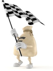 Sticker - Euro money bag character waving race flag