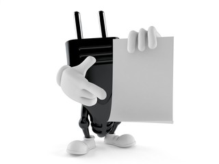 Poster - Electric plug character holding blank sheet of paper