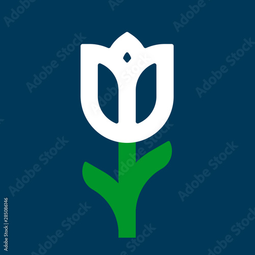 Tulip icon in flat and plain style. Geometric shape.