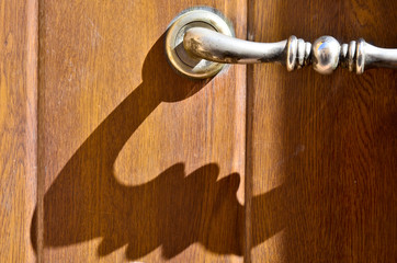 Wall Mural - Wooden door with iron fittings and shadows