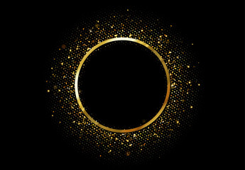 Poster - Golden frame with bright sparkles