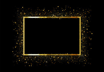 golden frame with bright sparkles. christmas decorative design elements. xmas gold decorations. glit