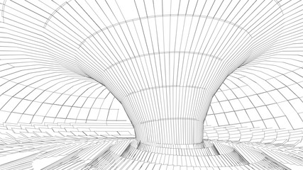 Poster - Tunnel or wormhole. Vector abstract background. 3D tunnel grid. Futuristic perspective grid background texture.