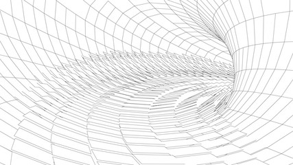 Poster - Tunnel or wormhole. Vector abstract background. 3D tunnel grid. Futuristic perspective grid background texture.