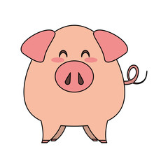 Canvas Print - cute animal pig farm cartoon