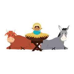 Sticker - merry christmas nativity christian cartoon