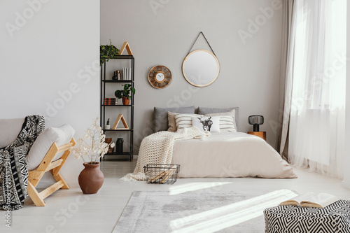 Bright Bedroom Interior In Spacious Modern Apartment With