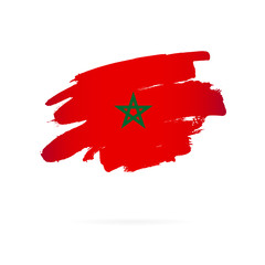 Sticker - Flag of Morocco. Vector illustration. Brush strokes