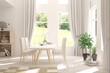 © AntonSh - White stylish minimalist kitchen. Scandinavian interior design. 3D illustration