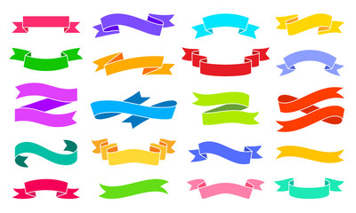 Wall Mural - ribbon bright colorful silhouette icons vector set
