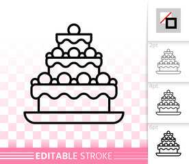 Wall Mural - Cake Dessert baking simple black line vector icon