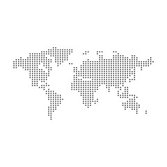 Wall Mural - black halftone dotted world map.illustration. dotted map in flat design. illustration isolated on wh