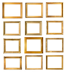 Wall Mural - set of various vintage wooden piainting frames