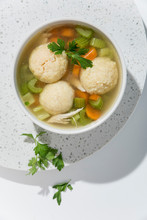 Directly Above View Of Matzo Ball Soup