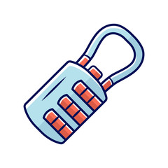 Sticker - Combination, passcode hanging lock color icon. Luggage, baggage safety and protection item. Suitcase, briefcase number code padlock, locker. Security measures. Isolated vector illustration