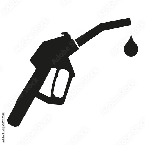Fotomural Black fuel nozzle icon with a drop icon isolated on white background