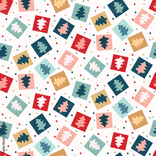 Dekoracja na wymiar  recznie-rysowane-stylizowane-wzor-choinki-konfetti-jodlowe-tradycyjne-zimowe-wakacje