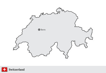 Wall Mural - Switzerland vector map with the capital city of Bern