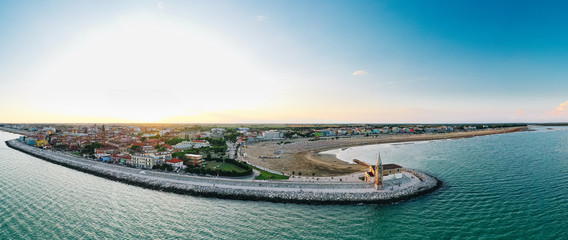 Wall Mural - Caorle town and beach in Italy during summer