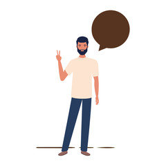 man with speech bubble avatar character