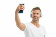 © be free - Shooting vlog. Lifestyle blogger. Handsome well groomed man taking selfie photo for personal blog. Online blog. Digital influencer concept. Video call communication. Personal blog social networks