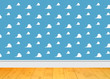© ThisDesign - Background Room Kids - Clouds blue Room and wooden floor