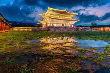 Pavilion gyeongbokgung palace at night in Seoul .South Korea