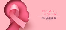 Breast Cancer Awareness Papercut Woman Pink Ribbon