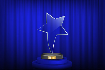 Wall Mural - Star award on trophy realistic 3D illustration