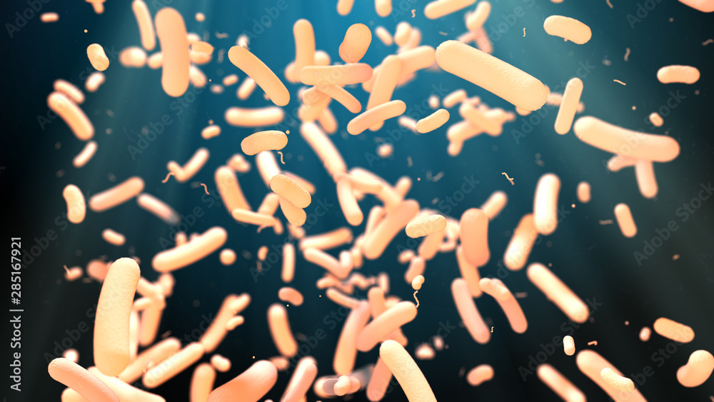 Gut flora microflora microbiota bacteria microbe for healthy gut  - 3D render - obrazy, fototapety, plakaty 
