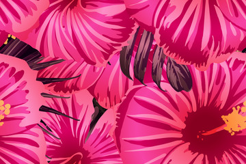 Pink red exotic pattern.