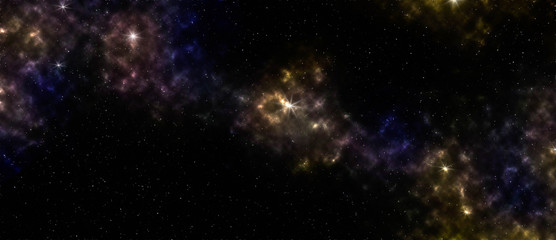 Wall Mural - star and galaxy, dark blue space background panorama view