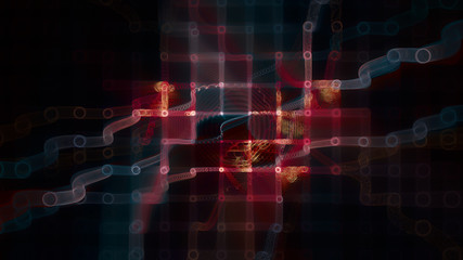 Poster - abstract background element. fractal graphics 3d illustration. wide format composition of grid cells