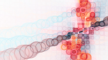 Poster - Abstract background element. Fractal graphics 3d illustration. Wide format composition of grid cells and circles. Information technology concept.