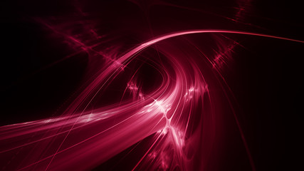 Fototapete - Abstract red background element on black. Fractal graphics 3d Illustration. Three-dimensional composition of glowing lines and motion blur traces. Movement and innovation concept.