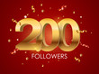 200 Followers Background Template Vector Illustration