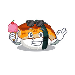 Sticker - With ice cream sushi unagi isolated in the cartoon