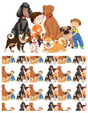 Fototapeta Pokój dzieciecy - Seamless background design with boys and dogs