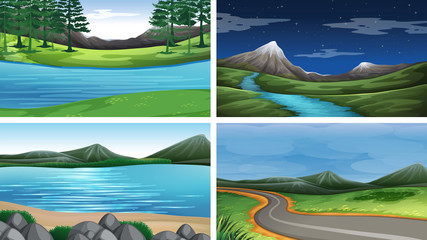 Sticker - Set of scenes in nature setting