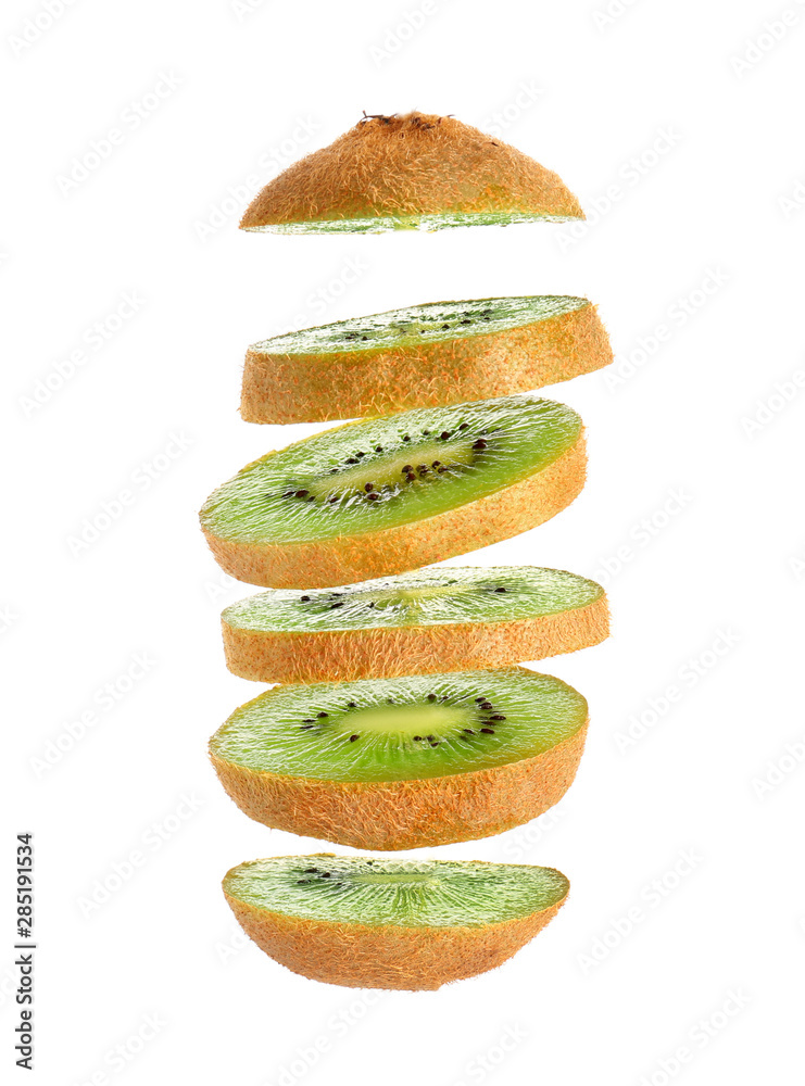 Tasty cut kiwi on white background